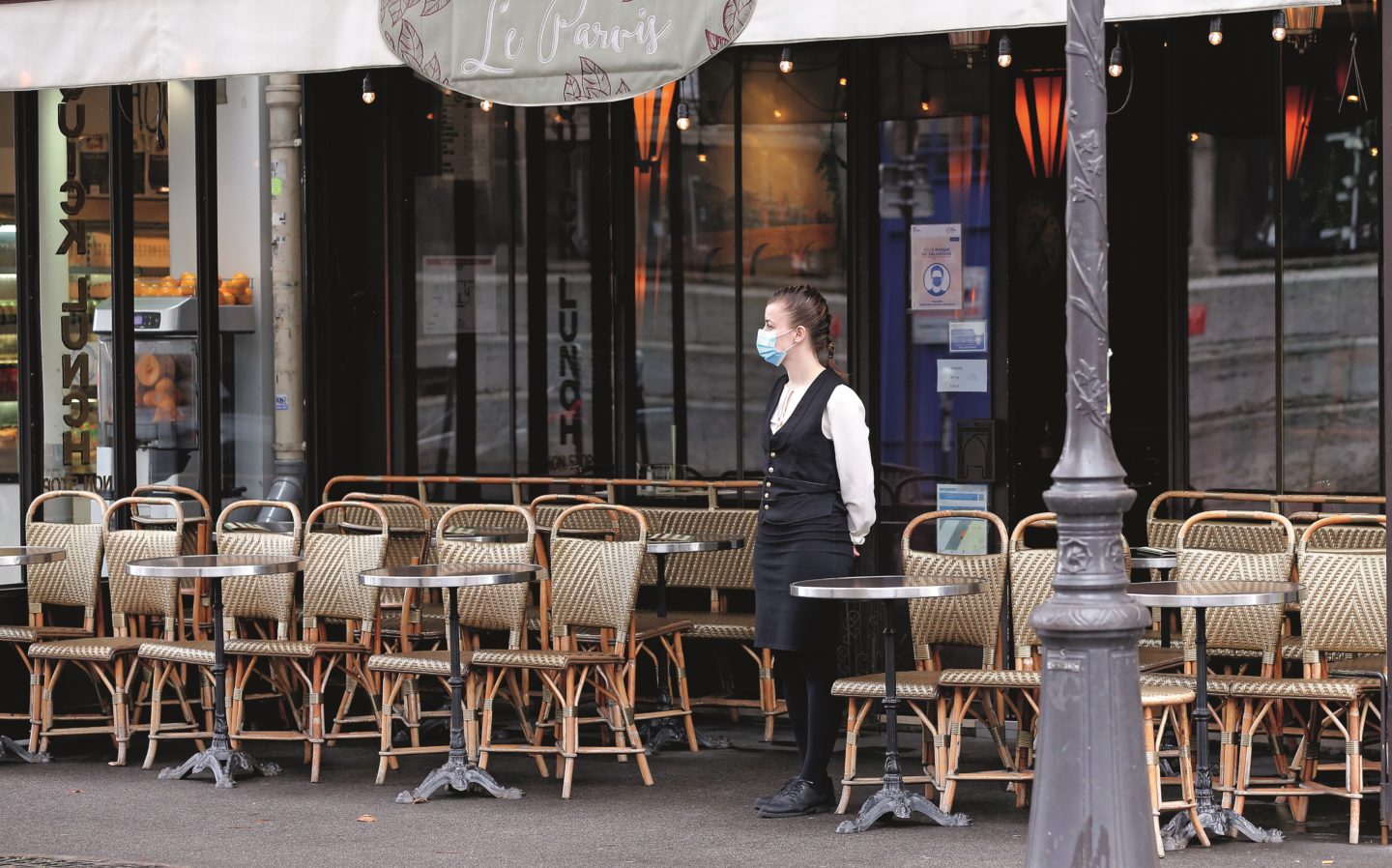 Empty Café Terrace in Paris during COVID pandemic