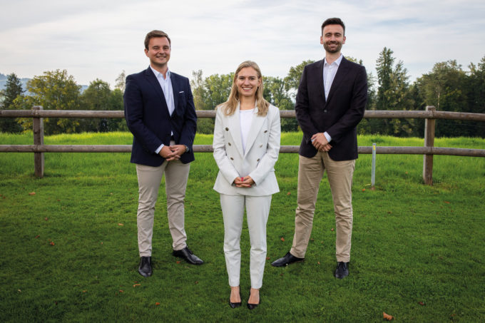 Leader of tomorrow: Niklas Zeller, left, Vivian Bernet and Lucas Mortier